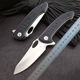 1Pcs 2021 Top Quality Flipper Folding Knife 8Cr13Mov Satin Blade G10 + Stainless Steel Sheet Handle Ball Bearing EDC Pocket Knives With Retail Box