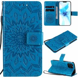 Embossing Sunflower Wallet Phone Case For Samsung Galaxy S10 S20 S21 S22 A12 A13 A23 A33 A53 A73 A52 A72 5G