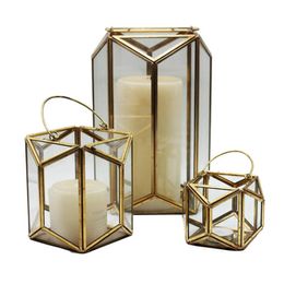 Candle Holders Europe Geometric Metal Candlestick Candelabra Wall Holder Sconce Steel Candles Wedding Decoration Home Lighthouse Decor