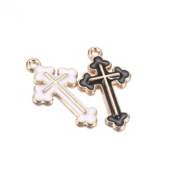 MRHUANG 10pcs/lot 14*25mm Religion Cross Enamel Charms Alloy Pendant fit bracelets DIY Jewellery Accessories