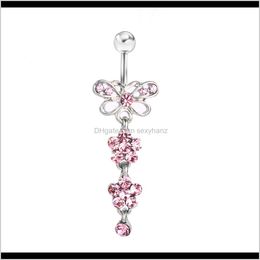 & Bell Drop Delivery 2021 D0030 ( 1 ) Pink Colour Bowknot Style Belly Button Ring Navel Rings Body Piercing Jewellery Dangle Accessories Fashion