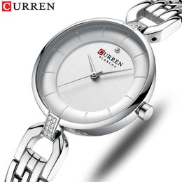 Luxury Brand Curren Simple Casual Quartz Watches Women Sier Dress Wristwatch Female Clock Ladies Watch with Stainless Steel Q0524