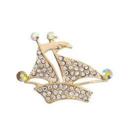 Pins, Brooches Brooch Exquisite Sailing Badge Crystal Pin Male Female Suit Collar Flower Clip Jewelry