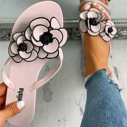 Summer New Flowers Ladies Flip Flops Women Indoor Slippers Outdoor Sandals Flip-flops Fashion Beach Flat Slides Zapatos TX110 Y1120