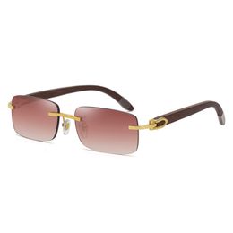 Fashion carti luxury Cool sunglasses Designer Classic male female color changing lens anti-ultraviolet unisex optical frame brown wooden temples accessories