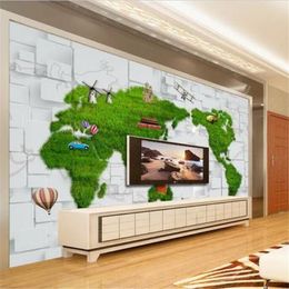 beibehang Wallpaper custom large-scale 3D stereo mural world map TV background wall bedroom decorative painting papel de parede