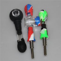 Colourful Silicone Smoking Pipe Silicon Hand Tobacco Pipes Oil Rigs Glass Bongs dabber tool