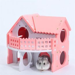 Small Animal Supplies Wooden Hamster House Cute Cages Durable Nest Eco Friendly Colorful Castle Cottage