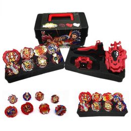 8pcs Gyro Burst Sparking Set Arena with Handle Launcher Metal Gyroscope Portable Storage Box Toys for Kids Birthday Gifts