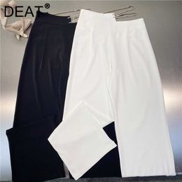 DEAT Women High Waist Black Asymmetrical Chain Pants Arrivals Temperament Fashion Spring Summer 11D1025 210709