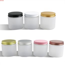 200g Refillable Frost PET Jars Aluminium Lids 6.66oz Large Empty Plastic Cosmetic Contaier with sealgood