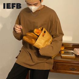 IEFB Spring Ins Solid Colour Long Sleeve Men's T-shirts Trend Loose Bottomed Casual Tee Top For Male Oversize Clothes 9Y6194 210524