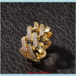 With Side Stones Rings Jewelryice Out Cubic Zircon Cuban Ring For Men Sier Gold Colour Hip Hop Jewellery Size 8-10 Drop Delivery 2021 Tmzyd