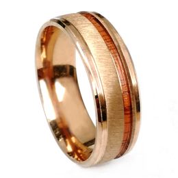 Men Rings Stainless Steel Wood Grain Fashion Women Rings Male Jewellery Accessories Party Gift Wholesale