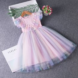 Baby Girls Dress Pearls Flowers Embroidery Children Dress for Wedding Ball Gown Kids Clothes Dress with Cloak Blue 3-10Y Q0716