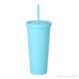 80pcs 22OZ cups Matte Coloured Acrylic Tumblers with Lids and Straws Double Wall Plastic Resuable Tumbler