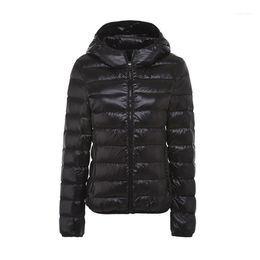 Women's Jackets 2021 Ultra Light Duck Down Hooded Winter Coat Long Sleeve Warm Slim 6XL 7XL Plus Size Black Jacket Lady Clothin
