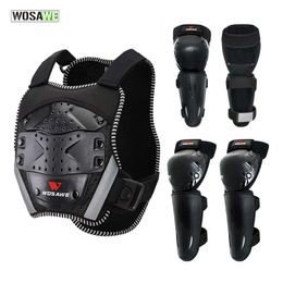 WOSAWE Boys Girls Knee and Elbow Protector Kids Dirt Bike Body Chest Spine Protector Cycle Vest Skiing Knee Elbow Pads Gear Q0913