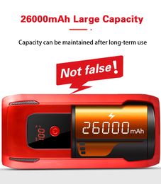 26000mah Car Jump Starter Emergency Starting Power Supply Outdoor Travel 12V Portable Mobile Electric Lighting Sets291C