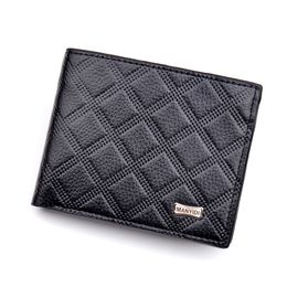 Wallet Men's Fashion Grid pattern Europe and America Business Casual Section Embossed Short Large Capacity