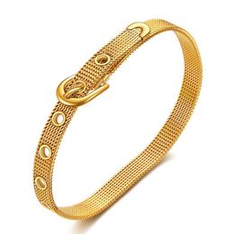 -Lien, Chaîne Gold Argent Couleur Mesh Titanium Steel Street Bracelets Pour Femmes Dames Bijoux Tendance Cadeau Cadeau