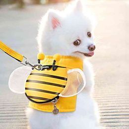 Harness Collars Dog Leash Bee Leads Cat Pet Supplies Teddy Vest Puppy Adjustable Cartoon Breathable Bichon Pomeranian Poodle