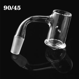 Seamless Fully Weld Glass Pipe 10mm 14mm Female Male Joint Concial Bottom Pre Smoking Accessories 45 90 Degree Bevelled Edge US Grad Quartz Banger Nails