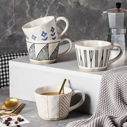 Mugs Japanese Hand Painting Pottery Coffee Cups Vintage Breakfast Drink Tea Milk Water Kitchen Office Drinkware Retro Home Decor