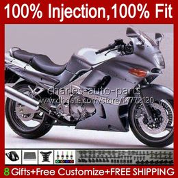 Injection Bodys For KAWASAKI NINJA ZZR400 ZZR-400 ZZR-600 00 01 02 03 04 05 06 07 84HC.55 all gloss silver ZZR 600 400 ZZR600 1993 1994 1995 1996 1997 1998 1999 OEM Fairing Kit