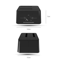 Dual Bay SATA to USB3.0 External Hard Drive Docking Station for 2.5/3.5inch HDD/SSD Offline Clone/Backup/UASP Functions