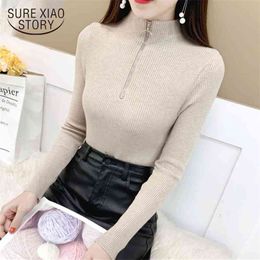 Turtleneck Sweater Women Zipper Knitwear Winter Clothes Fashion Knitted Bottoming Pullover Korean 11034 210510