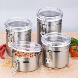 Storage Bottles & Jars 4 Inch Stainless Steel Sealed Canister Coffee Flour Sugar Container Holder Kitchen Food