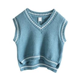 Boys knitted vest spring and autumn children's fashion sweater V-neck P4472 210622