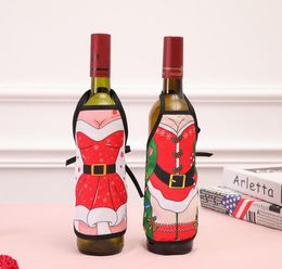 Red Wine Bottle Beer Champagne Covers Christmas Party Table Decor Mini Xmas Festival Apron Santa Gift Packing Decorations