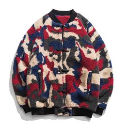 Chinese Style Male Berber Fleece Jacket Camouflage Stand Collor Coat Winter Thicken Warm Wool Cotton Men's Clothing 210601