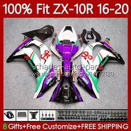 Injection mold For KAWASAKI NINJA ZX-10R ZX 10R 1000CC 10 R 2016-2020 Body 105No.123 ZX1000 C ZX-1000 2016 2017 2018 2019 2020 ZX10R 16 17 18 19 20 OEM Purple White Fairing