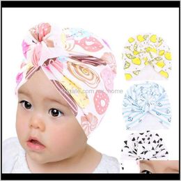 Baby Turban Hat Born Dot Flower Print With Knot Decor Kids Girls Hairbands Head Wraps Children Fashion Hair Accessories 5Orbe Hats O4Pea
