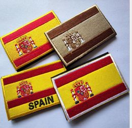 Spain Flag Embroidered Patches Skull Emblem Appliques Spanish Flags Rubber Embroidery Badges