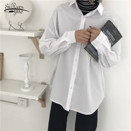 Korean White Shirts Women Loose Button Office Lady Blouses Blusas Mujer De Moda Casual All-Match Tops 10237 210521