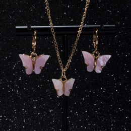 Jewellery Sets Luxury designer Bracelet Acrylic Butterfly Earrings Pendant Necklaces Combination Set Japan and South Korea Sweet Style Alloy C
