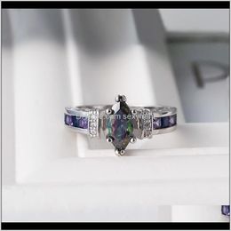 Band Jewelry Drop Delivery 2021 High Quality Exquisite Metal Colorful Elliptical Zircon Ring Female Tide Wholesale Supply Fashion Rings I8Krb