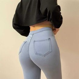 Jeans slim da donna Pantaloni skinny a vita alta da donna in denim Pantaloni elasticizzati da donna Multi-size Primavera Autunno 211129