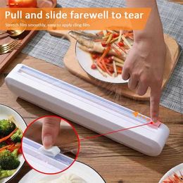 Fixing Foil Cling Film Wrap Dispenser Food Wrap Dispenser Cutter Plastic Sharp Cutter Storage Holder Kitchen Tool Accessories 211110