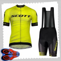 SCOTT team Cycling Short Sleeves jersey (bib) shorts sets Mens Summer Breathable Road bicycle clothing MTB bike Outfits Sports Uniform Y210414109