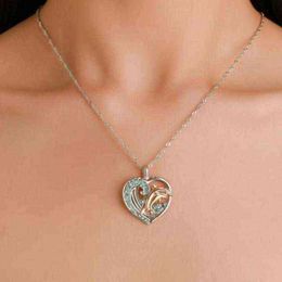 Crystal Zircon Heart Dolphin Necklace For Women Korean Fashion New Heart Pendant Necklace Charms Necklaces & Pendants Jewelry G1206