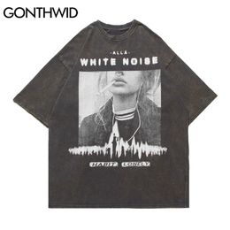 Oversized Tees Shirts Hip Hop Poster Print Punk Rock Gothic Tshirts Streetwear Casual Cotton Fashion Harajuku Tops 210602