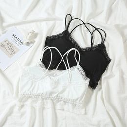 Camisoles & Tanks 2021 Summer Women Lingerie White Lace Sexy Tank Crop Tops U Back Top Bralette Corset Camisole Underwear