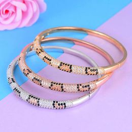 Missvikki European Style Bangles Snake Skin Made Top Quality Copper Full Cubic Zirconia for Women Dance Party Jewellery Q0720