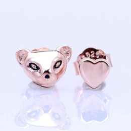 lion earrings Canada - Hot Selling Pandora2022 Ins New Pan Family S925 Sterling Silver Lioness Love Rose Gold Earrings Female Creative Princess Lion and Love Earrings Female