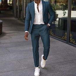 Confirmación Vatio béisbol Túnitos de boda verde oscuro 2021 Verano Slim Fit Sapa Pico Plazo Groomsmen Trajes  de Negocios de Hombres Partido de graduación Traje de graduación Dos piezas  Set (chaqueta + pantalones)